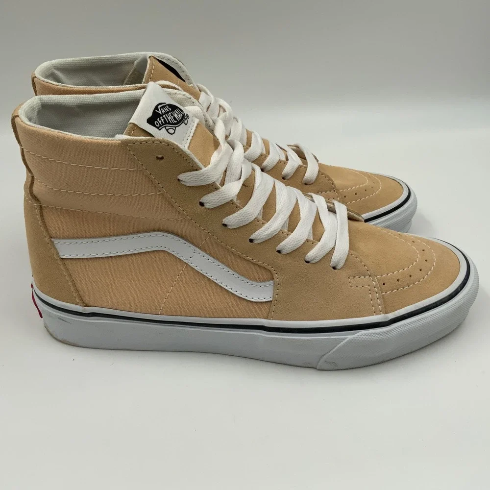 Vans‎ Sk8-Hi High Top Sneakers Tan Suede Canvas Womens 9 Mens 7.5 721454